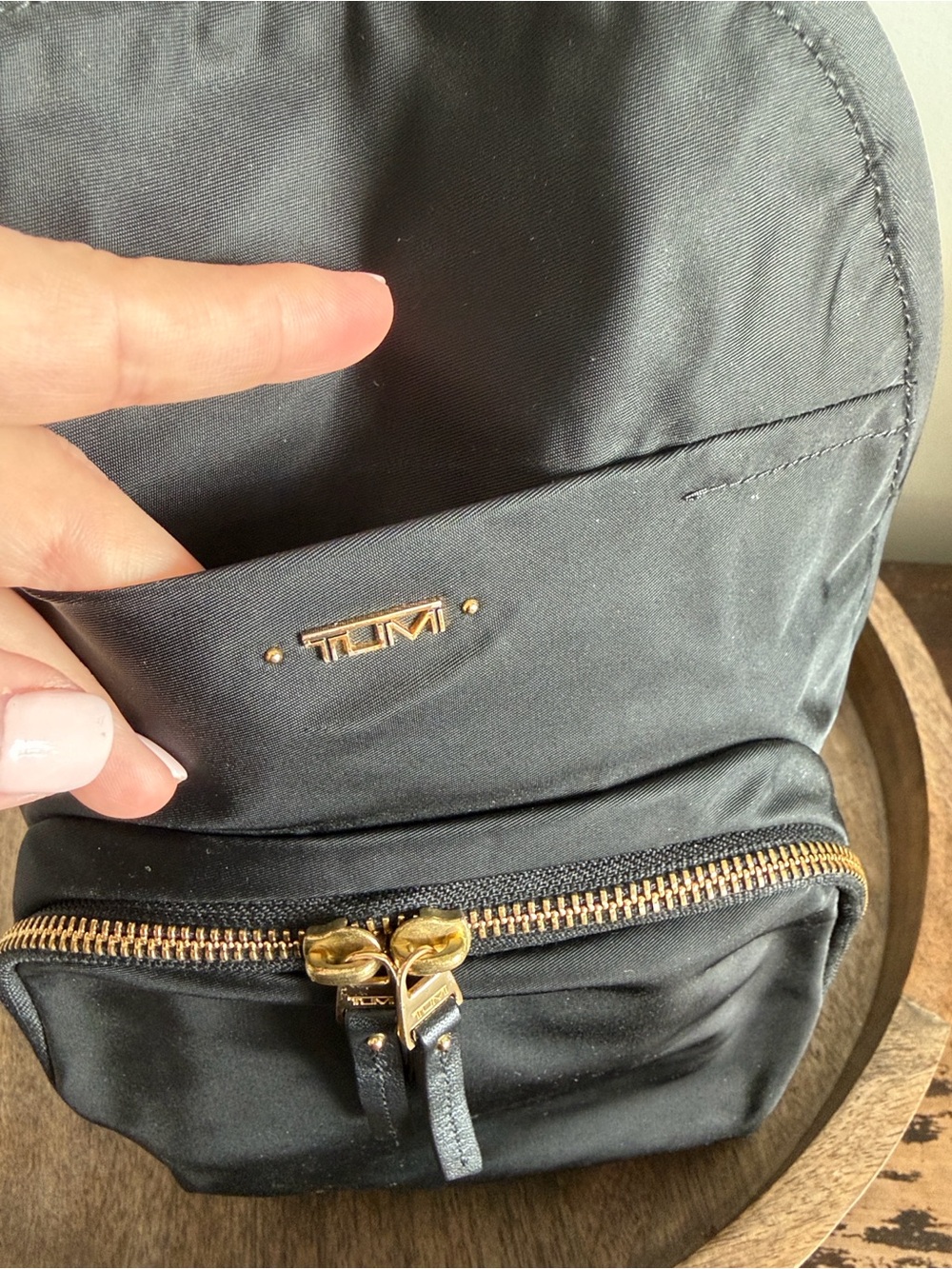 TUMI Voyageur Nadia Convertible Backpack/Sling – Black Nylon Gold Hardware - Picture 8 of 15